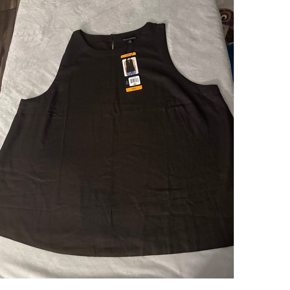 Banana Republic Womens XXL Brown Linen Blend Keyhole Back Sleeveless Tank Top